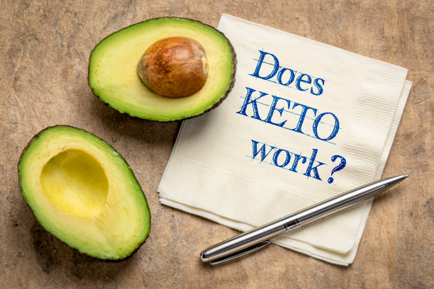 Does KETO work? Handwriting on a napkin with a cut avocado - ketogenic diet concept. Does The Keto Diet Work?