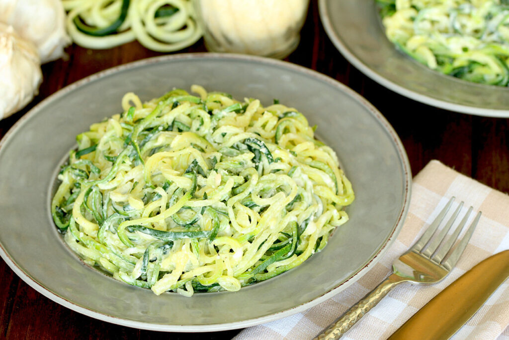 Who needs pasta when you have zucchini noodles? This low-carb Alfredo will satisfy all your comfort food cravings.